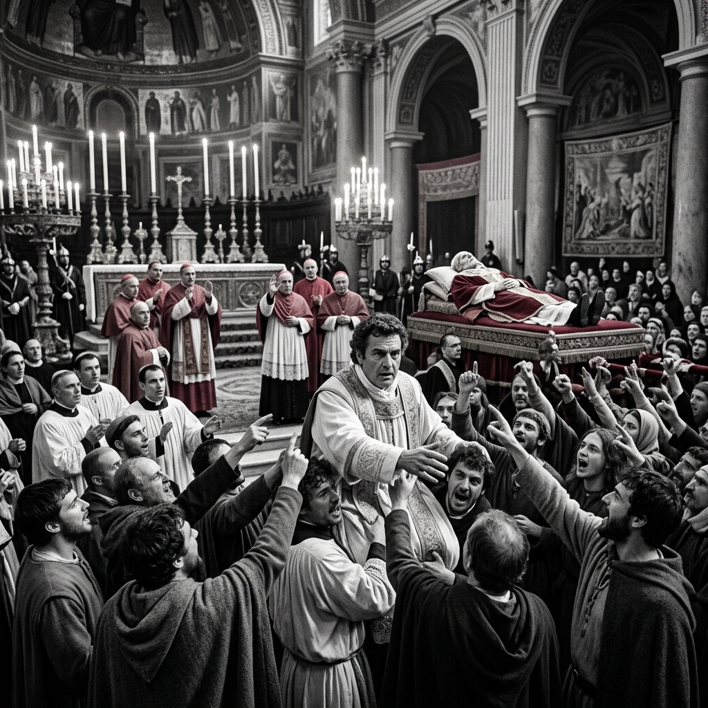 Clero e popolo proclamano papa Gregorio VII Hildebrand alle esequie di Alessandro II