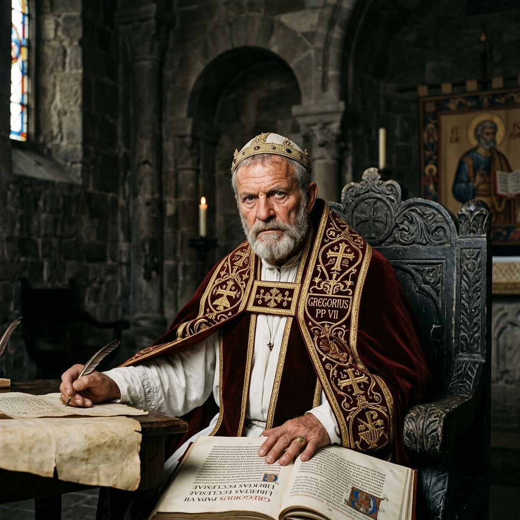 Papa Gregorio VII come uomo toscano in abiti medievali - riformatore della Chiesa e santo