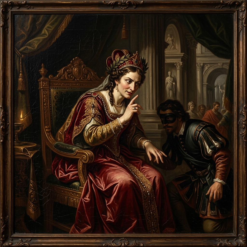 Dipinto storico raffigurante l'intrigante imperatrice Agrippina – simbolo degli antichi omicidi per avvelenamento nell'Impero Romano