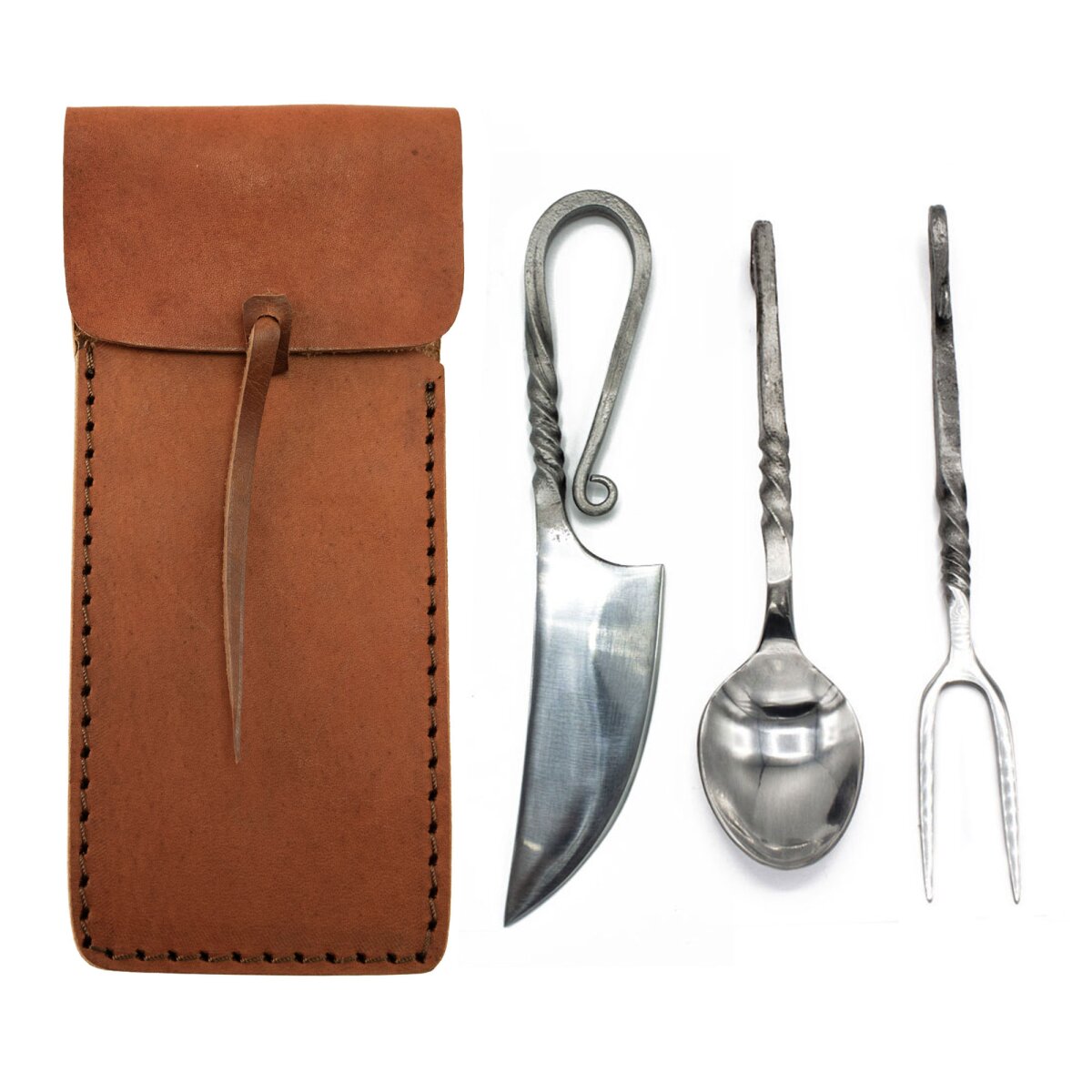 Waggoner cutlery set knife spoon fork with leather bag