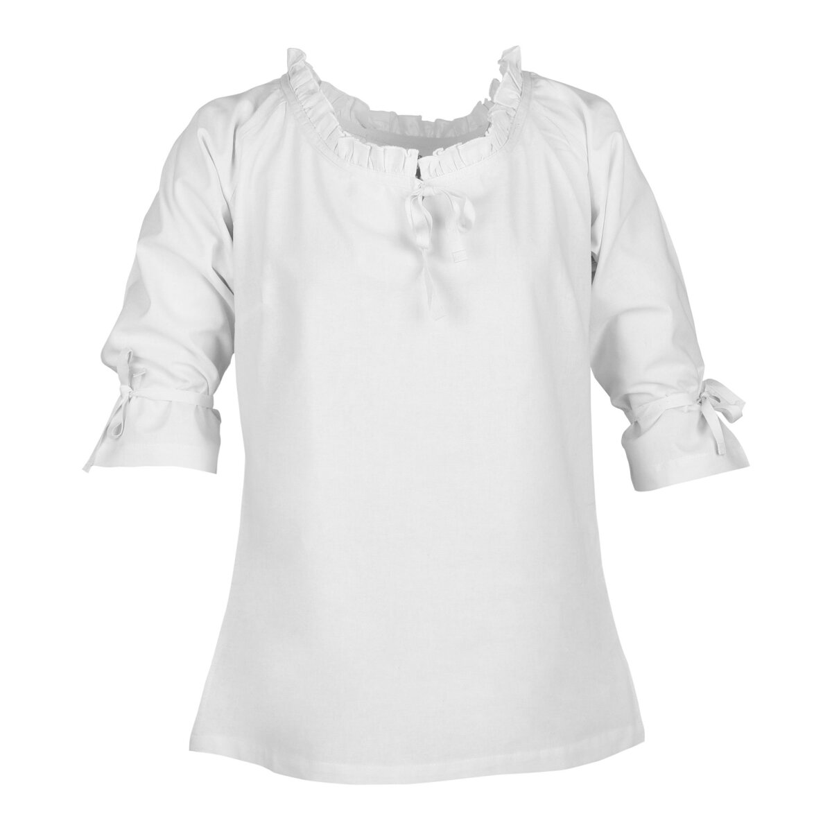 Mittelalter Bluse Birga mit 3/4 Arm, weiß