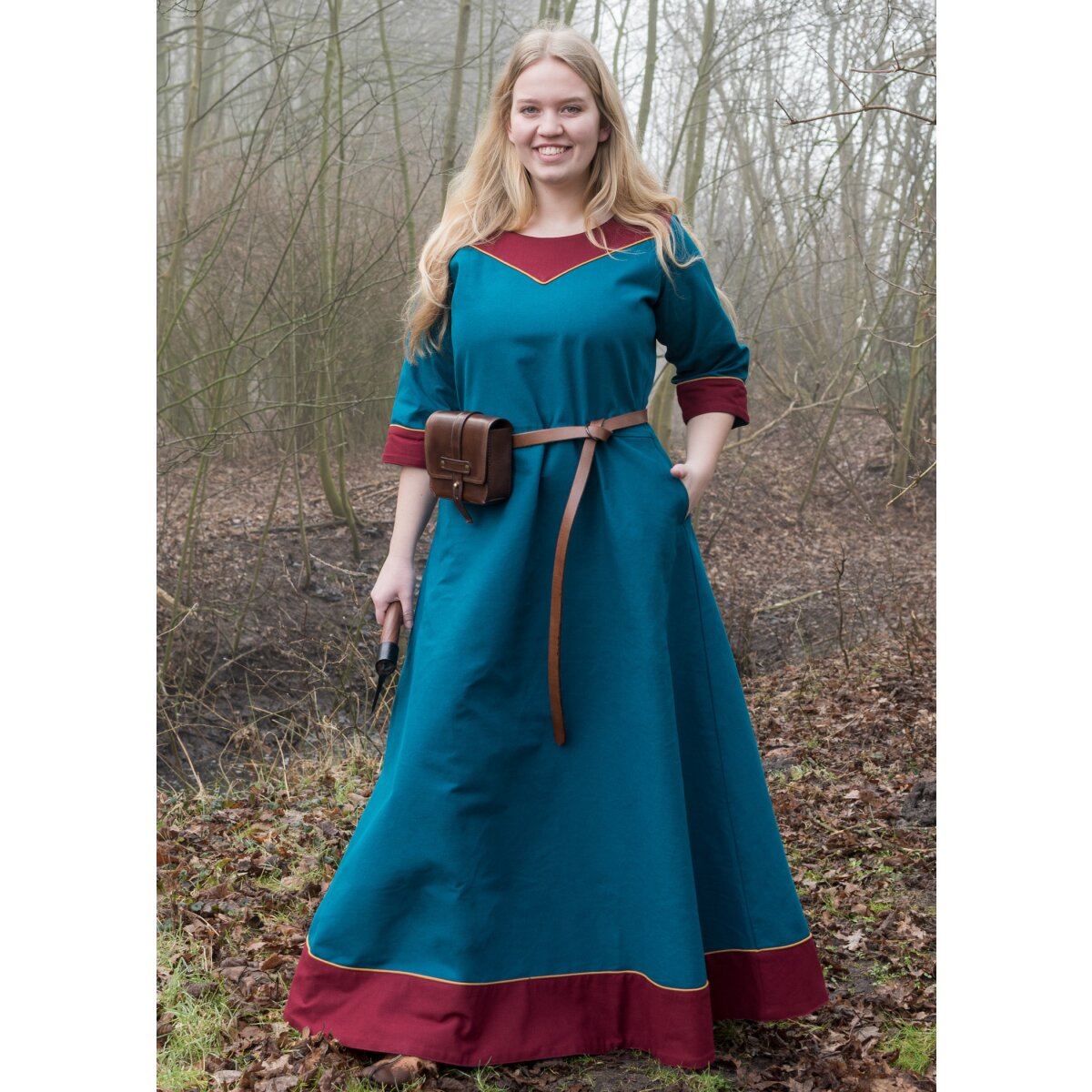 Mittelalterkleid Gesine aus Canvas, petrol