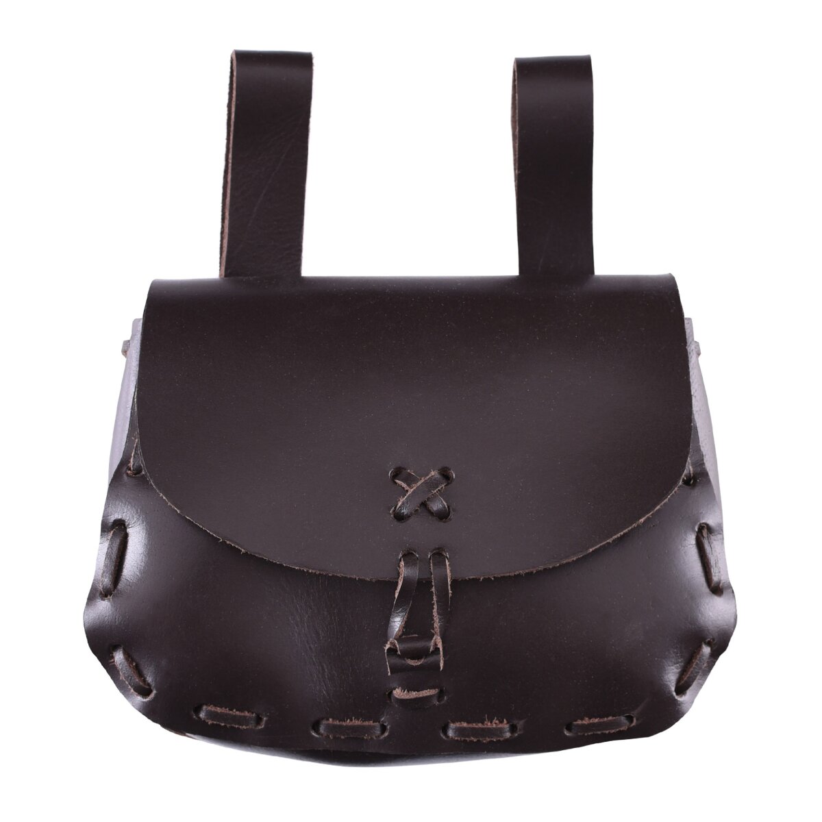 Medieval leather bag, dark brown