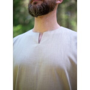 Camicia medievale in lino naturale a maniche corte