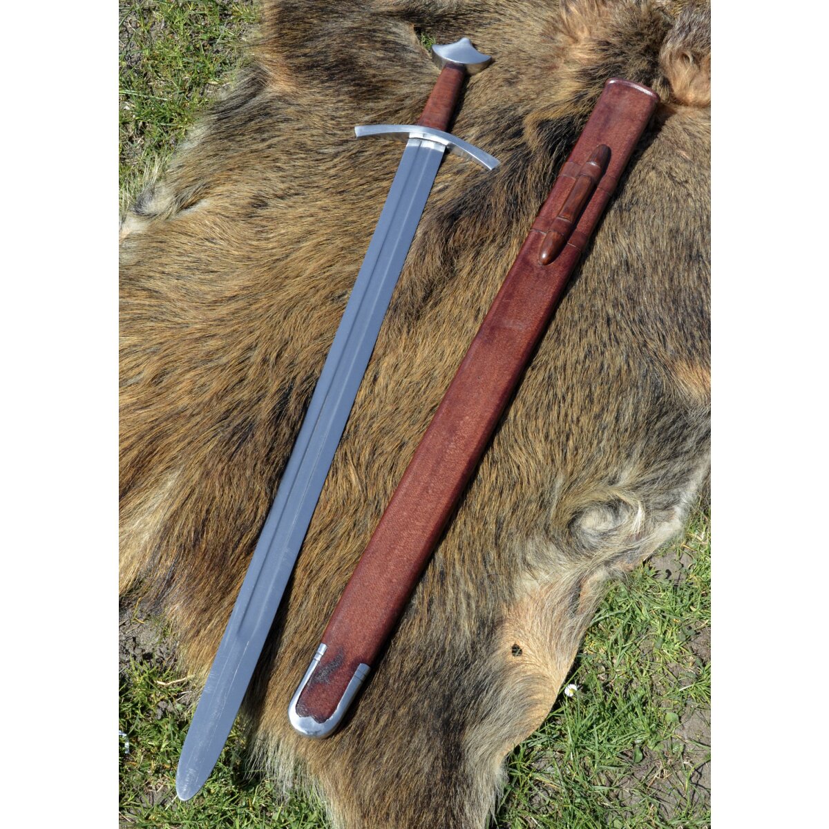 High medieval knight sword with scabbard