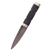 Coltello Sgian Dubh con lama e fodero in acciaio damasco