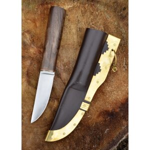 Coltello vichingo con manico in noce e fodero in pelle