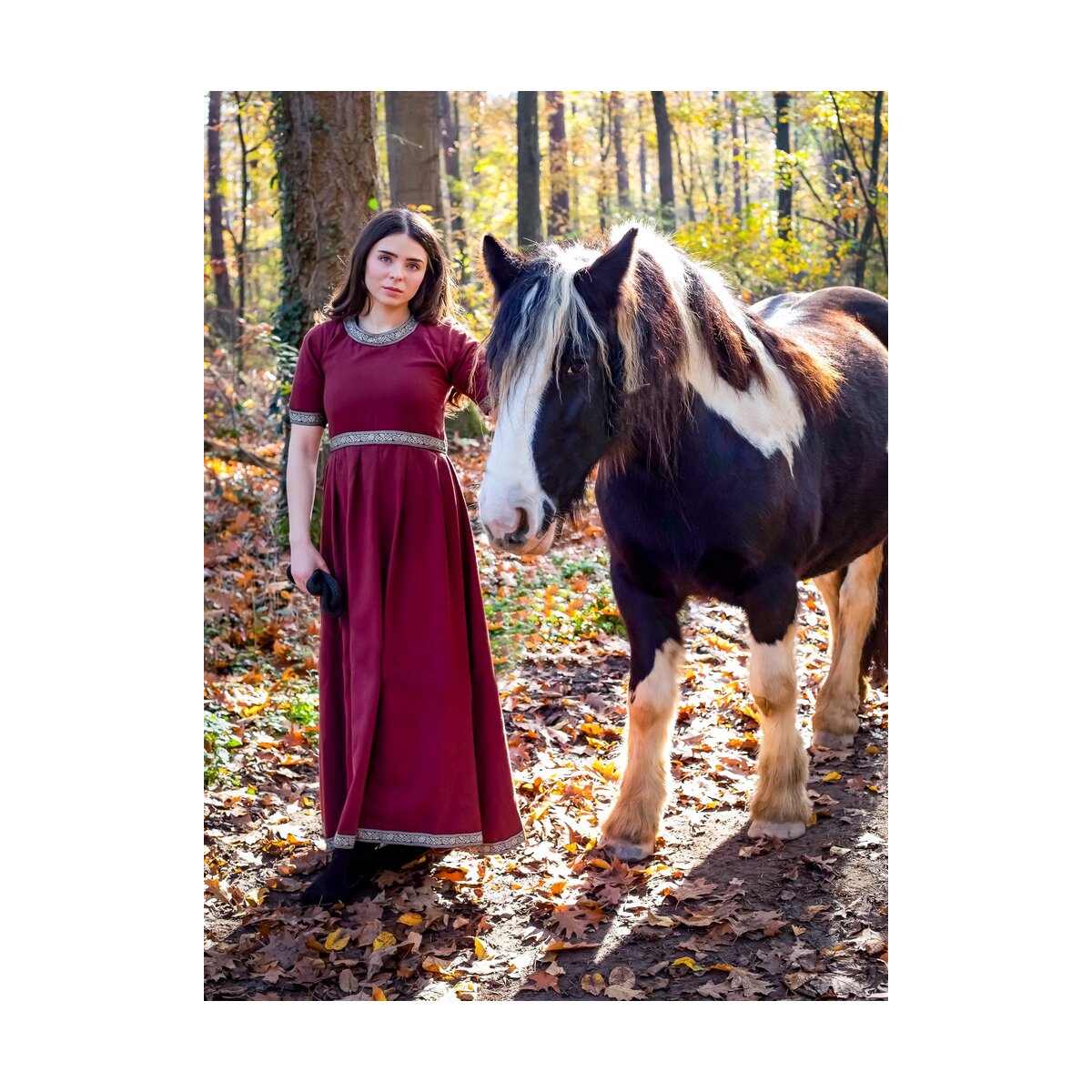 Kurzarmkleid mit Bordüre Rot "Ennlin"