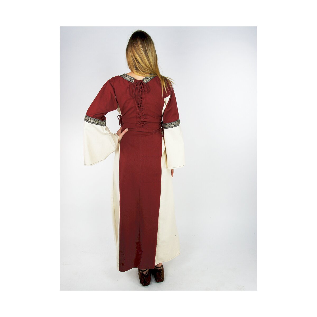 Medieval Dress with Border "Sophie" - Natural/Red