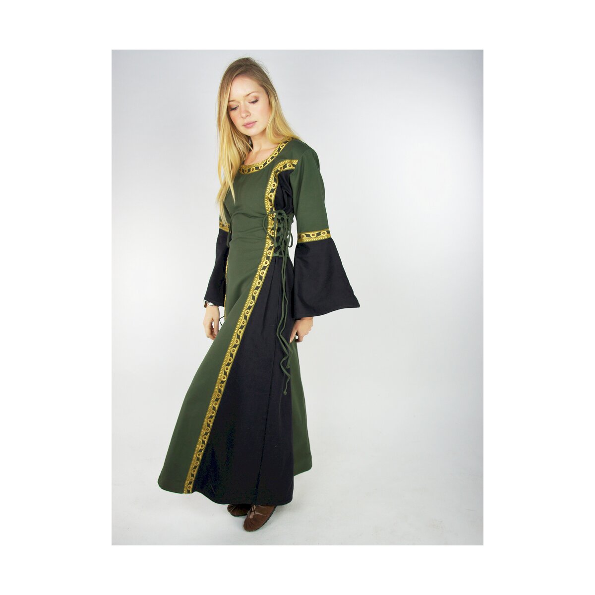 Medieval Dress with Border "Sophie" - Green/Black