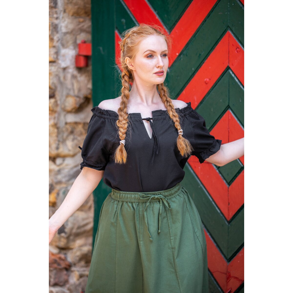 Medieval Summer Blouse "Otilia" Black