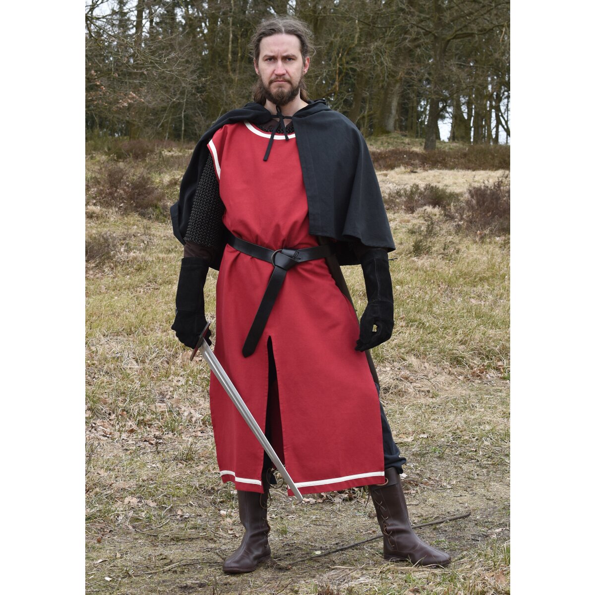 Medieval tunic Eckhart, red/nature