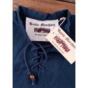 Camicia medievale per bambini Colin, con allacciatura, blu