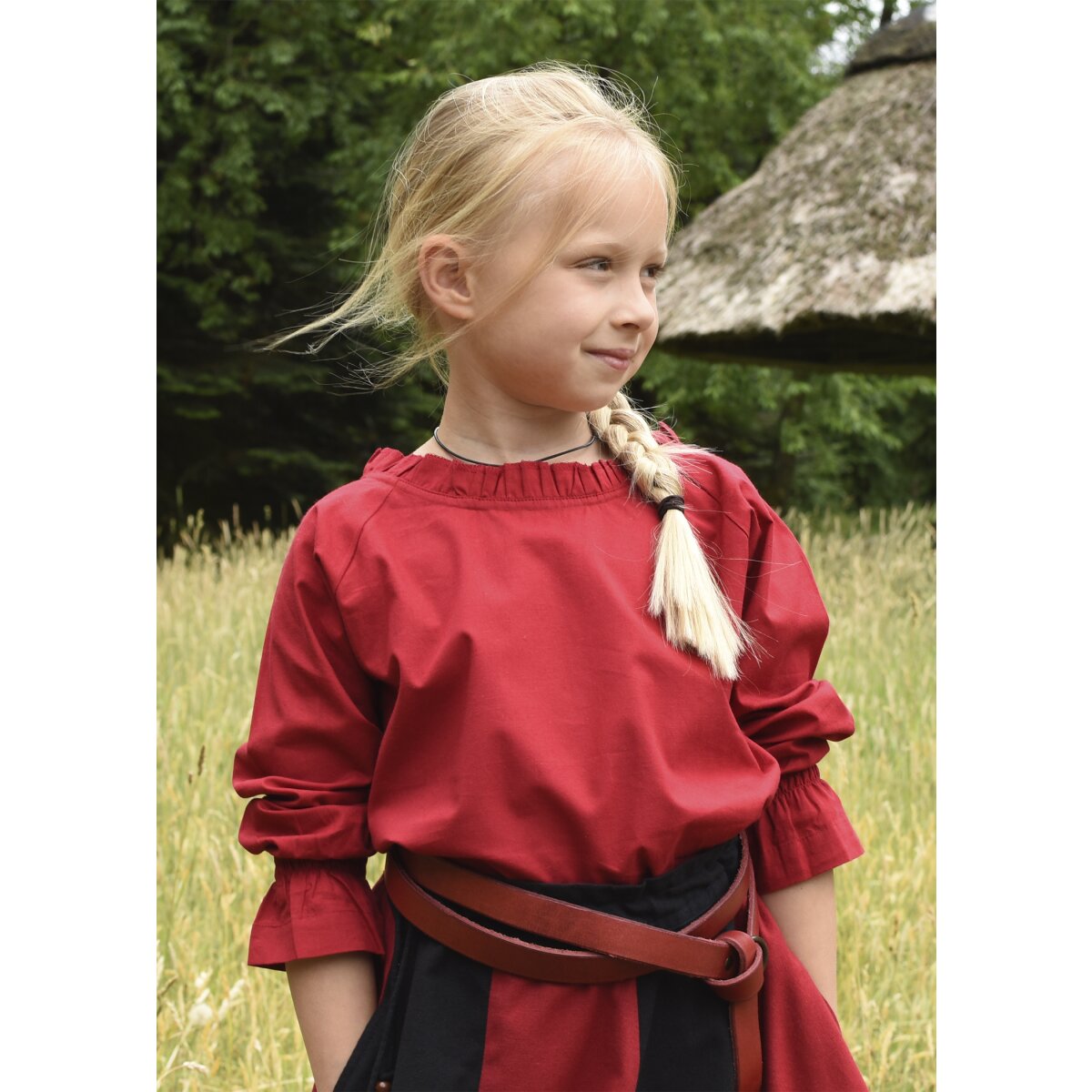 Children medieval long sleeve blouse Helena, red