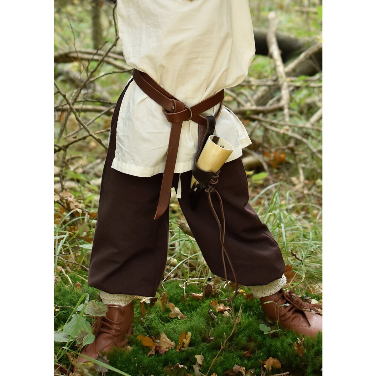 Wide medieval childrens trousers Thore, brown