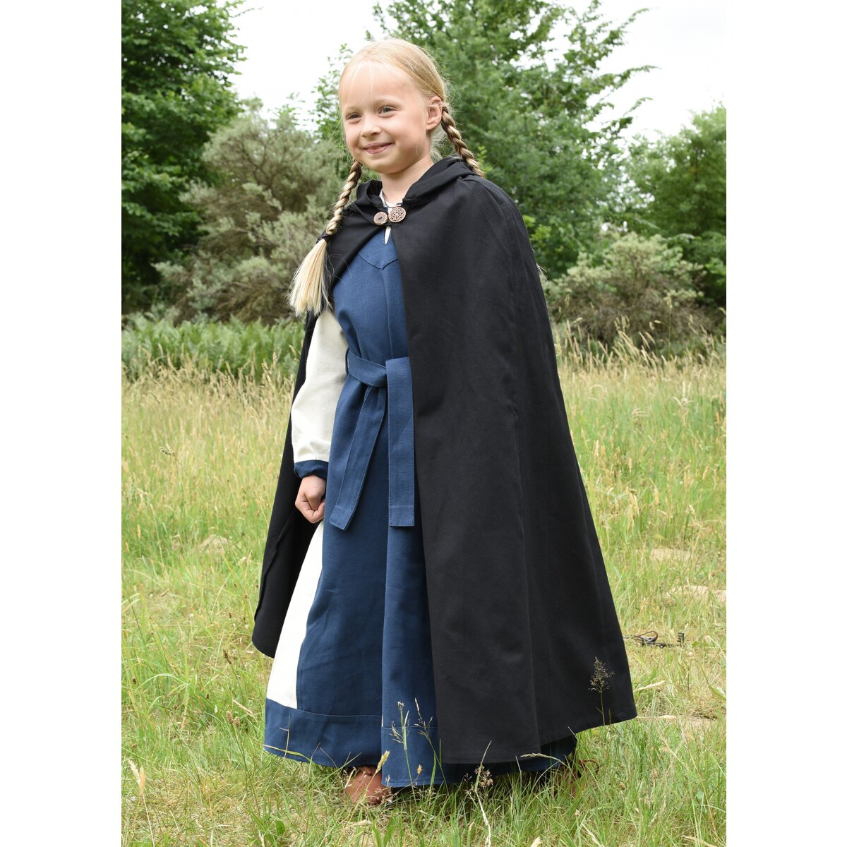 Children medieval cape Paul, black