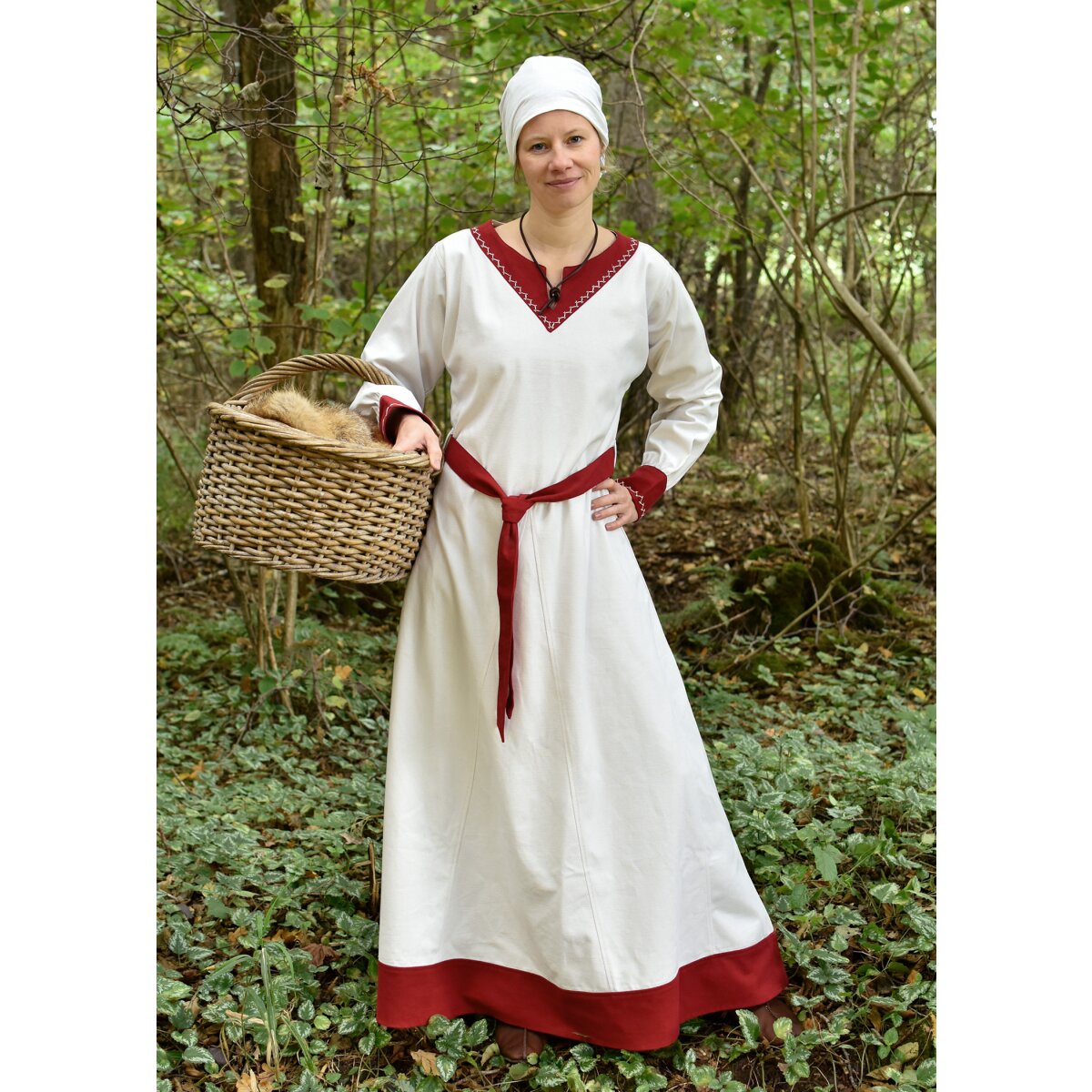 Robe viking Jona, naturel/bordeaux