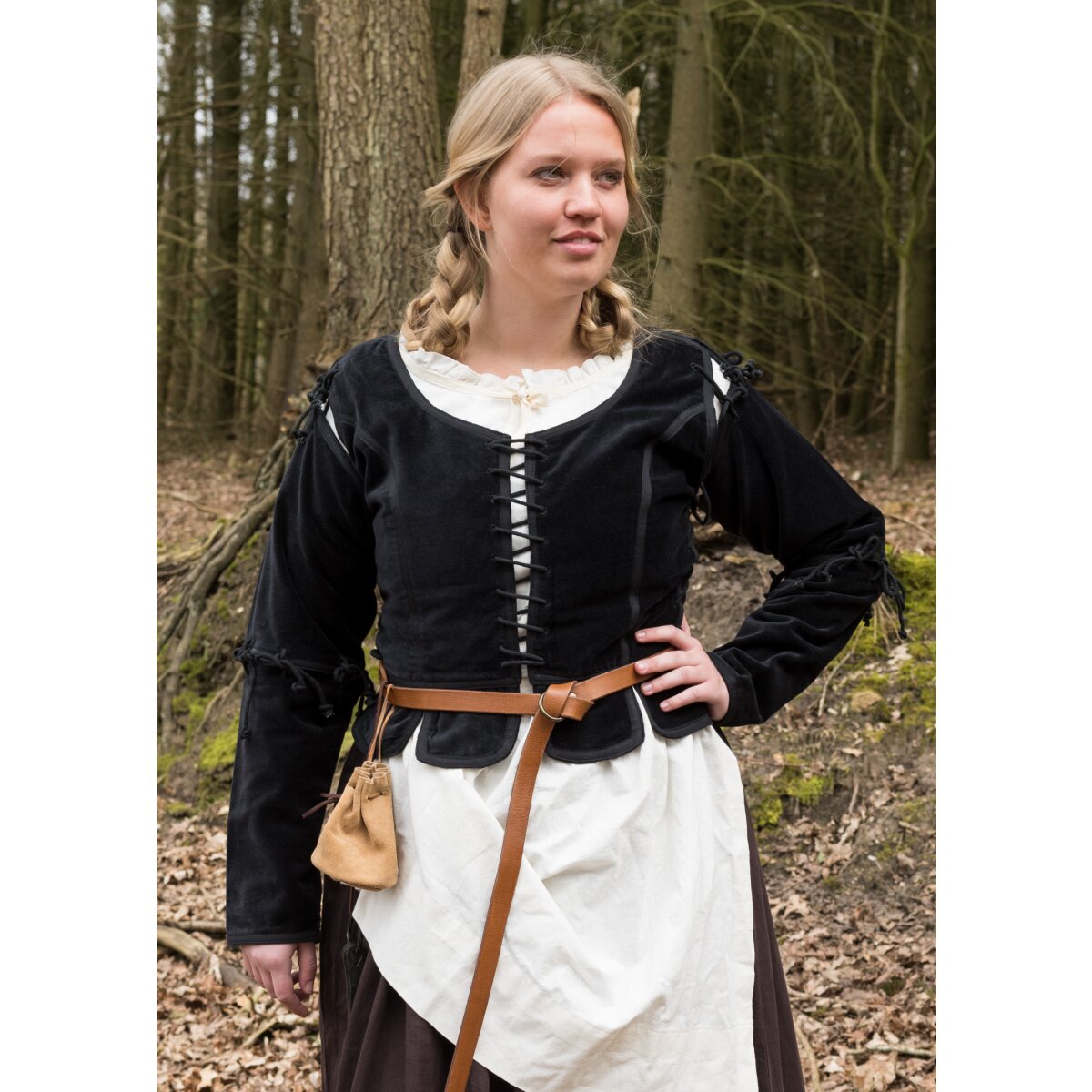 Medieval bodice jacket Griselda made of velvet, black