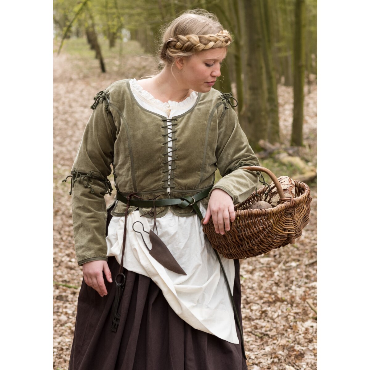 Medieval bodice jacket Griselda made of velvet, green