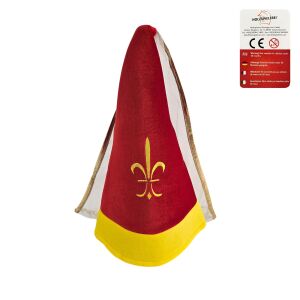 Cappello da damigella d’albergo rosso/giallo con velo