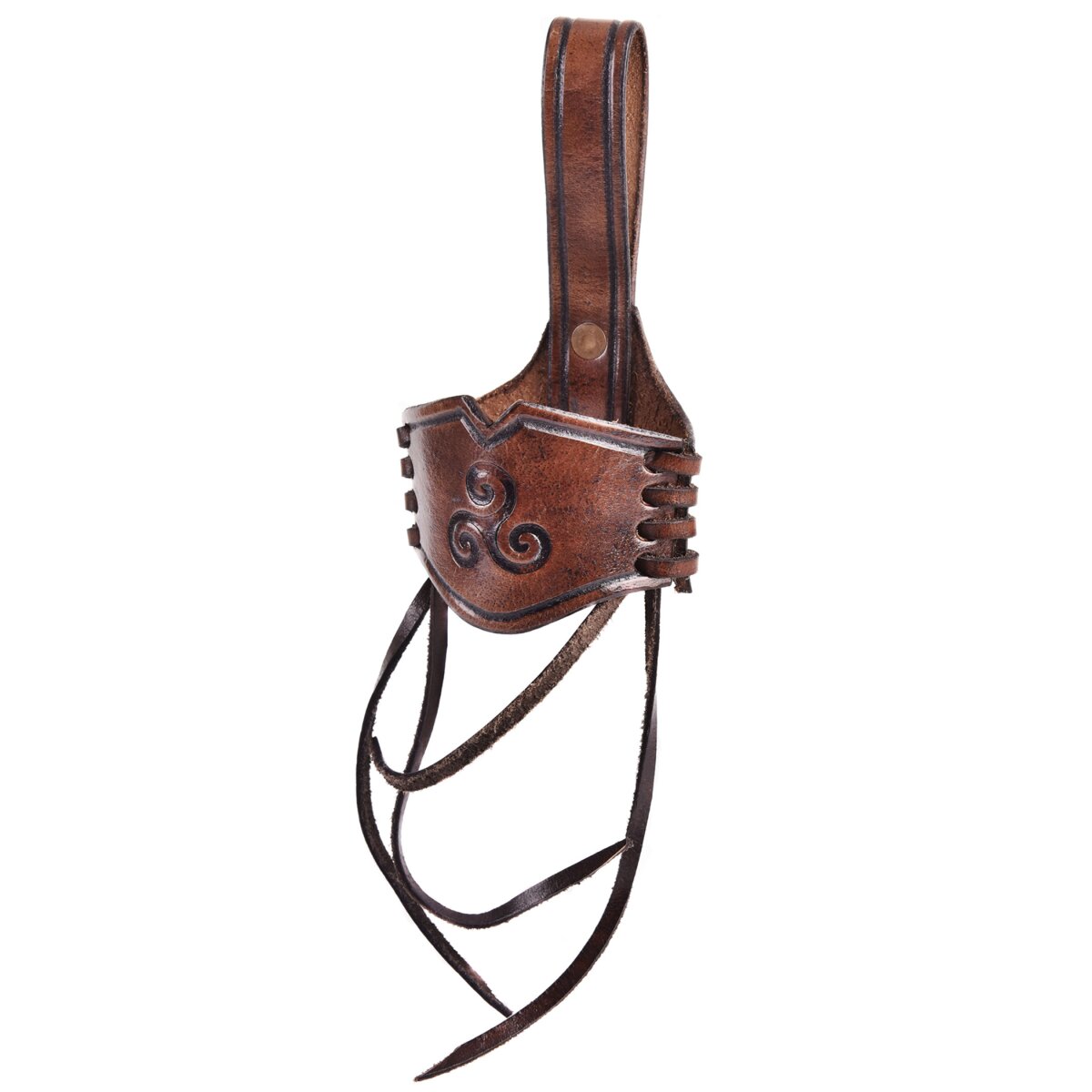 Leather horn holder for drinking horn dark brown,...