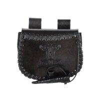 Borsa da cintura piccola, nera, in pelle con goffratura Thorshammer