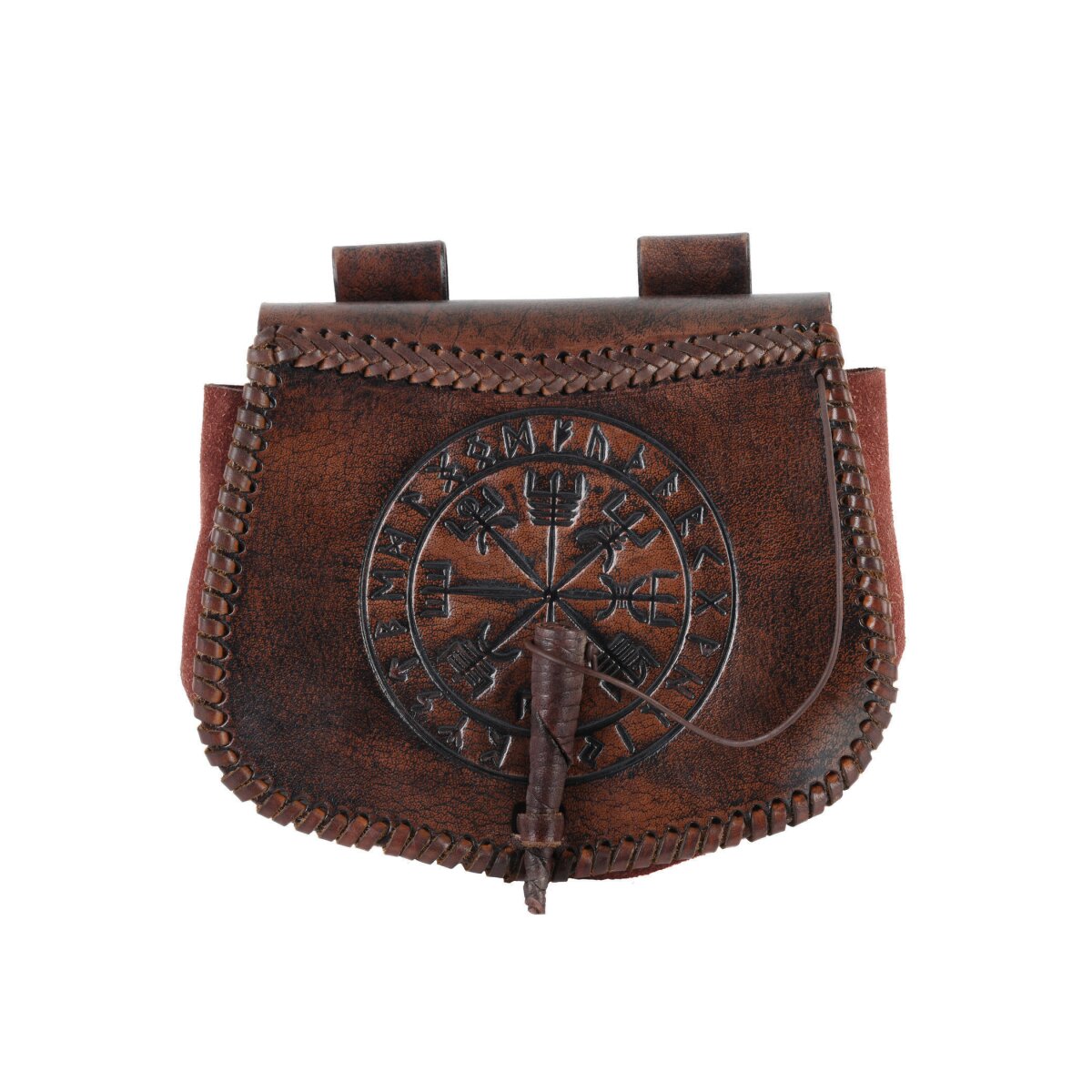 Leather belt bag brown with Vegvisir embossing