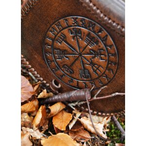 Borsa con cintura in pelle marrone con goffratura Vegvisir