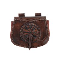 Borsa con cintura in pelle marrone con goffratura Vegvisir