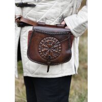 Borsa con cintura in pelle marrone con goffratura Vegvisir