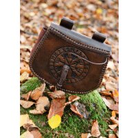 Borsa con cintura in pelle marrone con goffratura Vegvisir