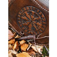 Borsa con cintura in pelle marrone con goffratura Vegvisir