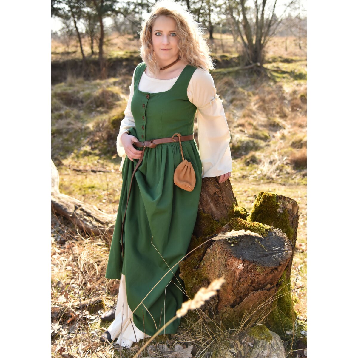 Medieval strap dress / overdress green "Lene"