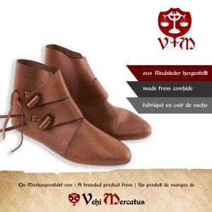 Scarpe vichinghe marrone scuro con suola in pelle "Jorvik"