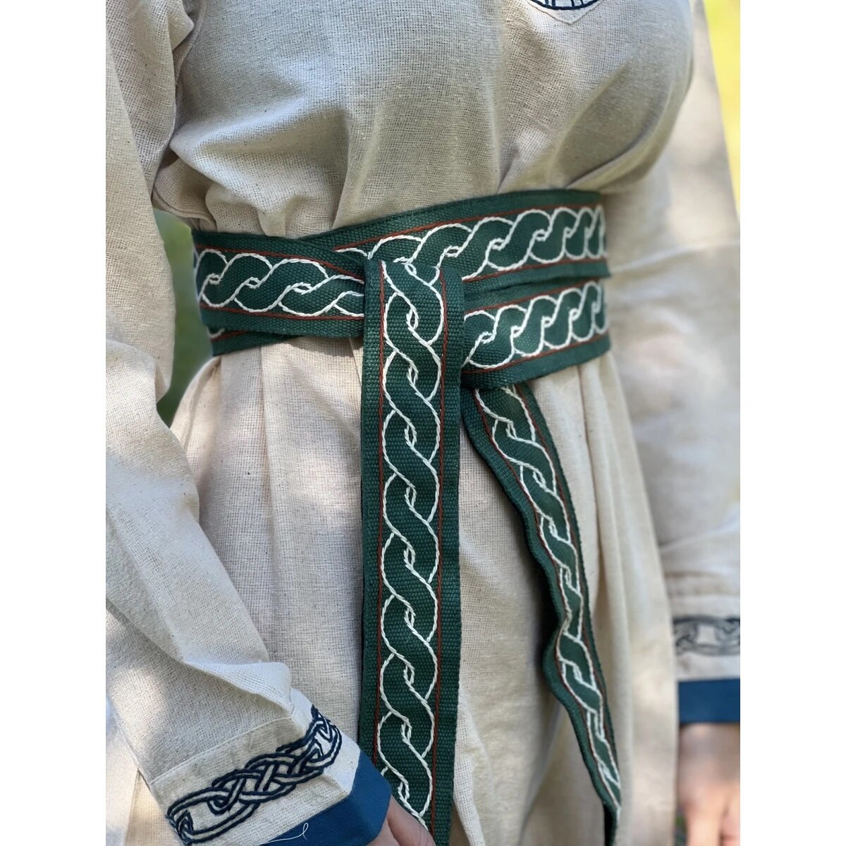 Viking belt green cotton, "Elina"