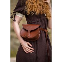 Borsa da cintura "Erin" in pelle marrone con goffratura celtica