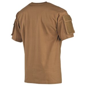 T-shirt outdoor, mezza manica, coyote, con tasche sulle maniche