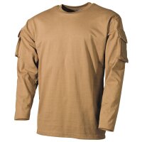 Camicia a maniche lunghe da esterno in coyote tan con tasche sulle maniche