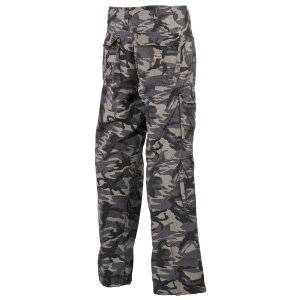 Pantaloni outdoor "Defence", combat camo, PT, lavaggio vintage trash