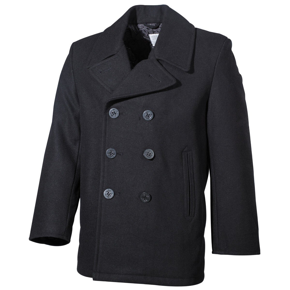 US Pea Coat, noir, avec boutons noirs