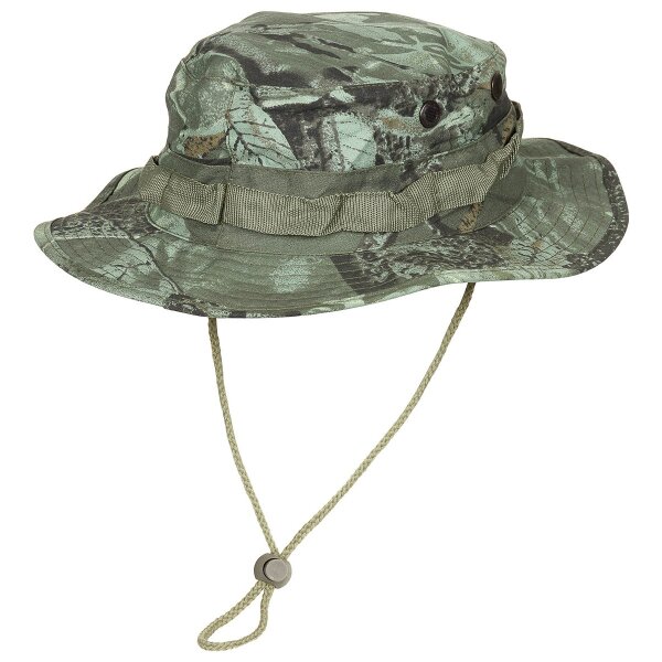 Cappello da soldato americano, cinturino per il mento, GI Boonie, Rip Stop, verde scuro