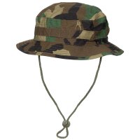 Cappello outdoor Boonie o bush hat in tessuto rip stop, woodland