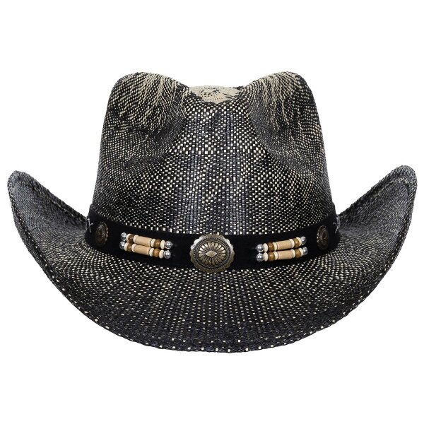 Cappello di paglia, "Texas", con fascia, nero-marrone