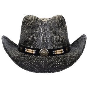 Cappello di paglia, "Texas", con fascia, nero-marrone