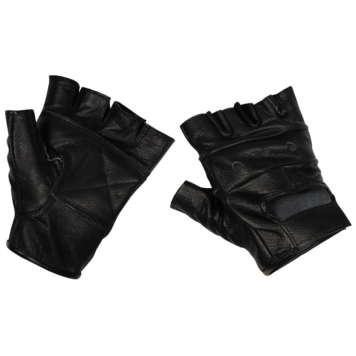 Gants en cuir, sans doigts, Deluxe, noir