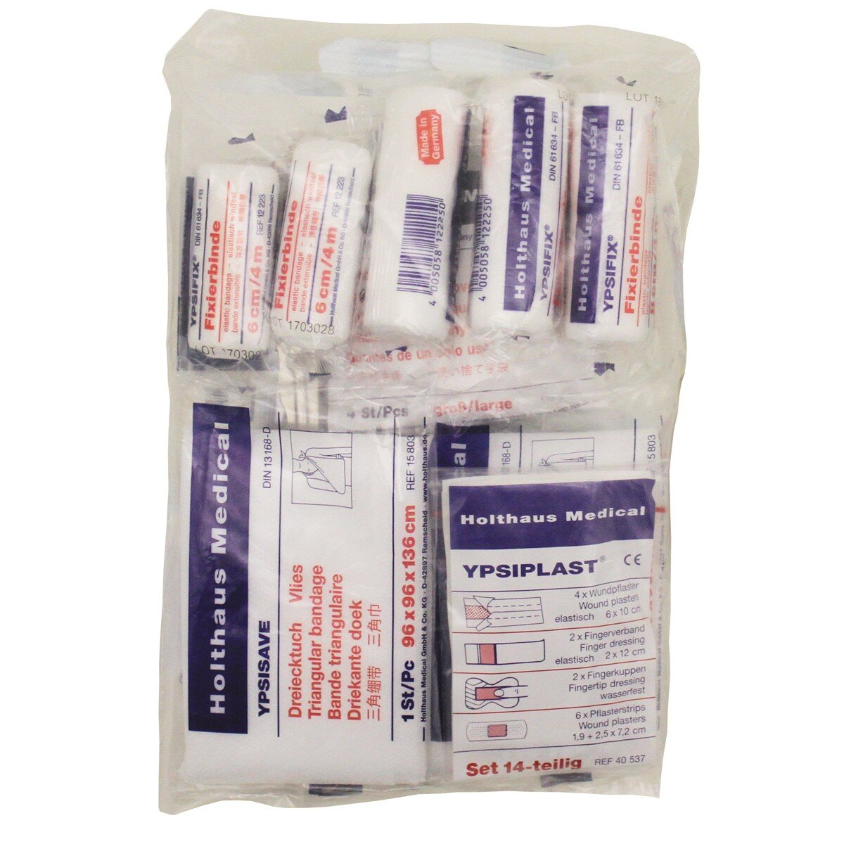 First Aid Filling Assortment, HOLTHAUS, 43-part, DIN 13164