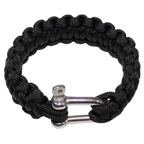 Bracciale in paracord nero, larghezza circa 2,3 cm