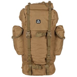 Zaino da combattimento della Bundeswehr, 65 l, rinforzo in alluminio, tan coyote