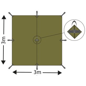 Telone multiuso "Tarp Extreme", flecktarn, circa 300 x 300 cm