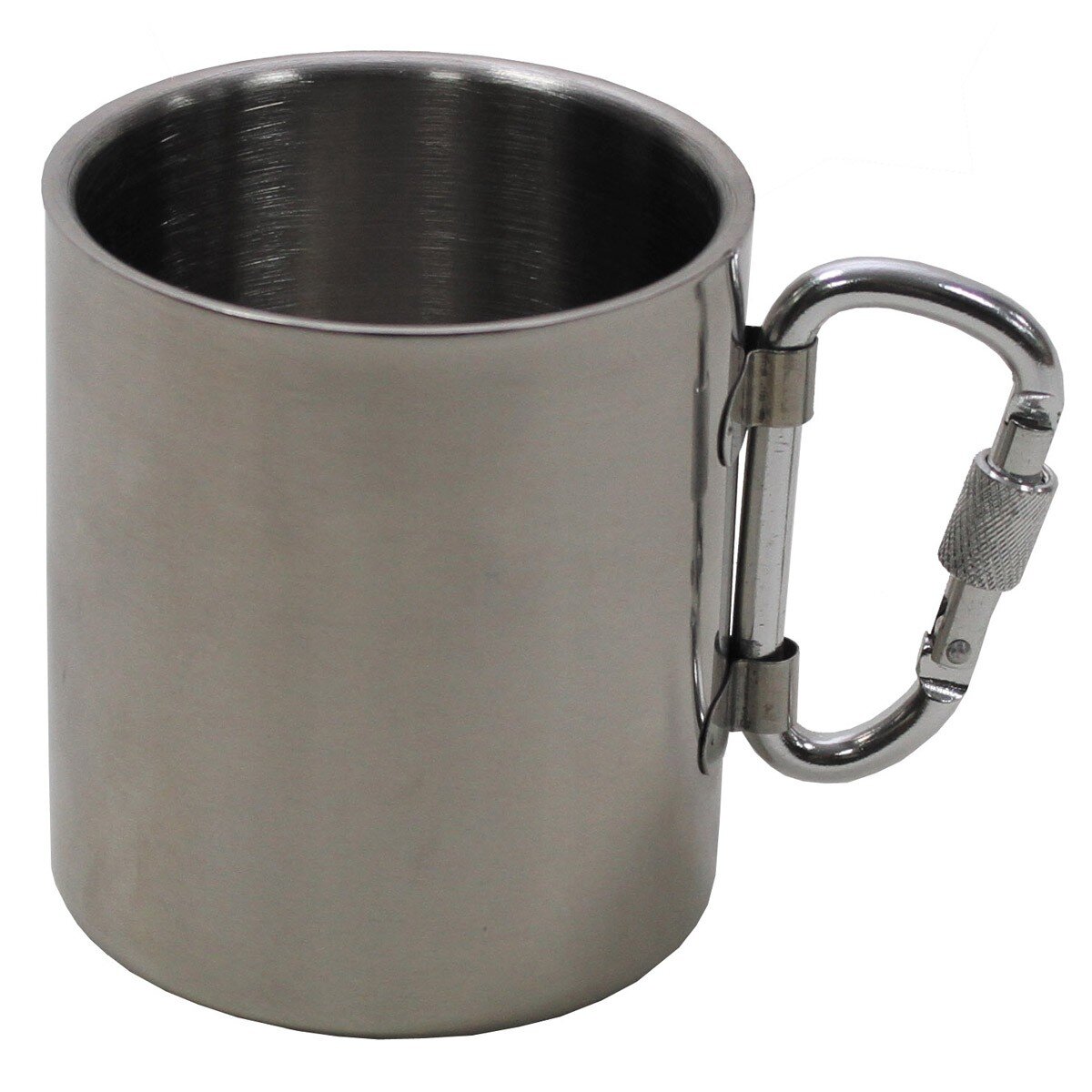 Tazza da esterno, acciaio inox, moschettone, a doppia...